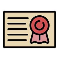 Achievement diploma icon color outline vector