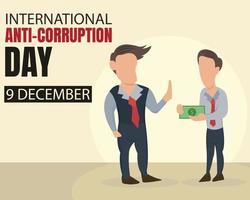 illustration vector graphic of an office worker refuses a bribe from a friend, perfect for international day, anti corruption day, celebrate, greeting card, etc.