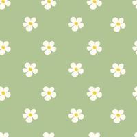 Chamomile floral seamless pattern on green background vector