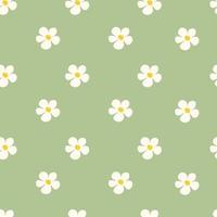 Chamomile floral seamless pattern on green background vector