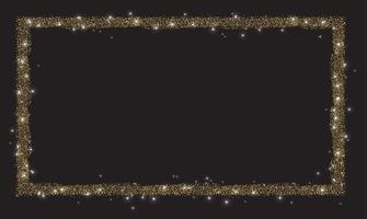 Horizontal rectangle glitter Golden frame vector