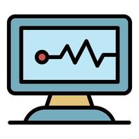 Heart rate monitor icon color outline vector