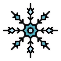 Winter snowflake icon color outline vector