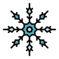 vector de contorno de color de icono de copo de nieve de invierno