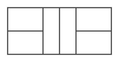 Top view of the silhouette pickleball court in exact proportions. Isolated vector illustration on white background.