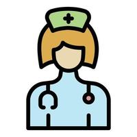 Female nurse icon color outline vector