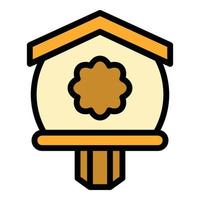 Winter bird house icon color outline vector