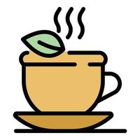 Hot herbal tea cup icon color outline vector