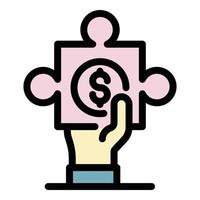 Money puzzle icon color outline vector