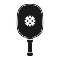 Pickleball racket and ball silhouette. Icon isolated vector illustration on white background.