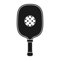 Pickleball racket and ball silhouette. Icon isolated vector illustration on white background.