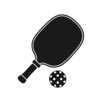 raqueta de pickleball y icono de silueta de bola ilustración vectorial aislada sobre fondo blanco vector