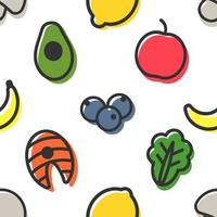 Ilustración de vector de patrón de colores de comida perfecta
