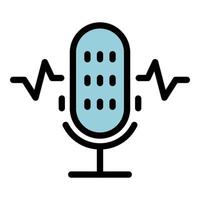 Recording microphone icon color outline vector