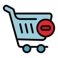 Remove from cart icon color outline vector