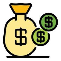 Sack profit dollar icon color outline vector