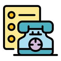 Phone checklist icon color outline vector