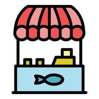 Fish floating market icon color outline vector