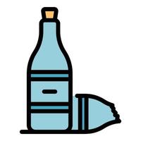 Glass bottle garbage icon color outline vector