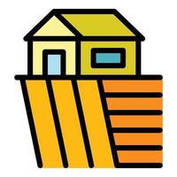 Village house icon color outline vector