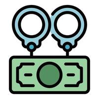 Handcuffs money icon color outline vector