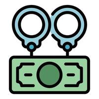 Handcuffs money icon color outline vector