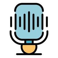 Mike voice recording icon color outline vector