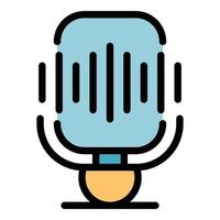 Mike voice recording icon color outline vector