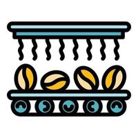 Factory roasting coffee icon color outline vector