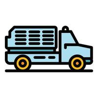 vector de contorno de color de icono de furgoneta de servicio de aeropuerto