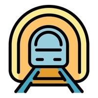 Train in tunnel icon color outline vector