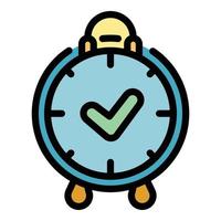 Alarm clock time management icon color outline vector