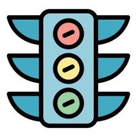 Traffic lights icon color outline vector