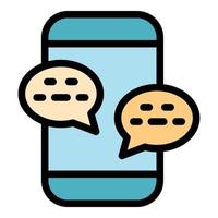 Phone chat icon color outline vector