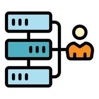 Customer database scheme icon color outline vector