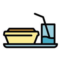 Plane tray food icon color outline vector