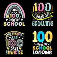 Paquete de diseño de camiseta de 100 días de escuela, camiseta de celebración de 100 días vector