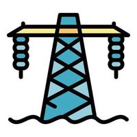 vector de esquema de color de icono de torre de energía hidroeléctrica