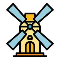 Windmill icon color outline vector