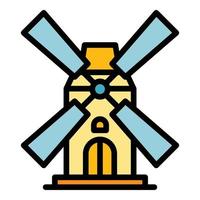 Windmill icon color outline vector