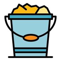 Full farm bucket icon color outline vector