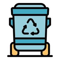 Recycle bin icon color outline vector