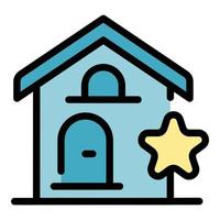 Star new house icon color outline vector