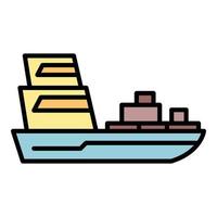 vector de contorno de color de icono de barco de pasajeros