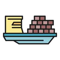 Cargo transportation ship icon color outline vector