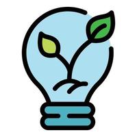 Bulb nature energy icon color outline vector