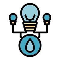 Hydro power light bulb icon color outline vector