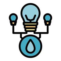 Hydro power light bulb icon color outline vector