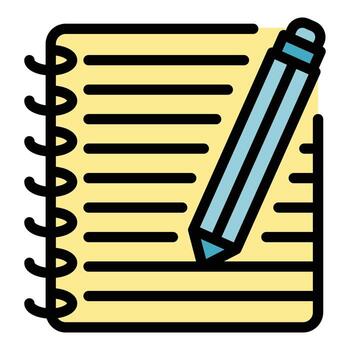 vector de contorno de color de icono de cuaderno de estudiante