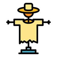 Farm scarecrow icon color outline vector